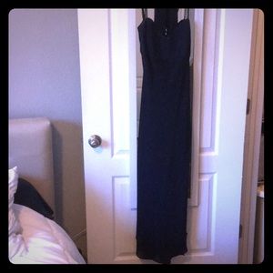 Navy Blue Floor Length Evening Dress